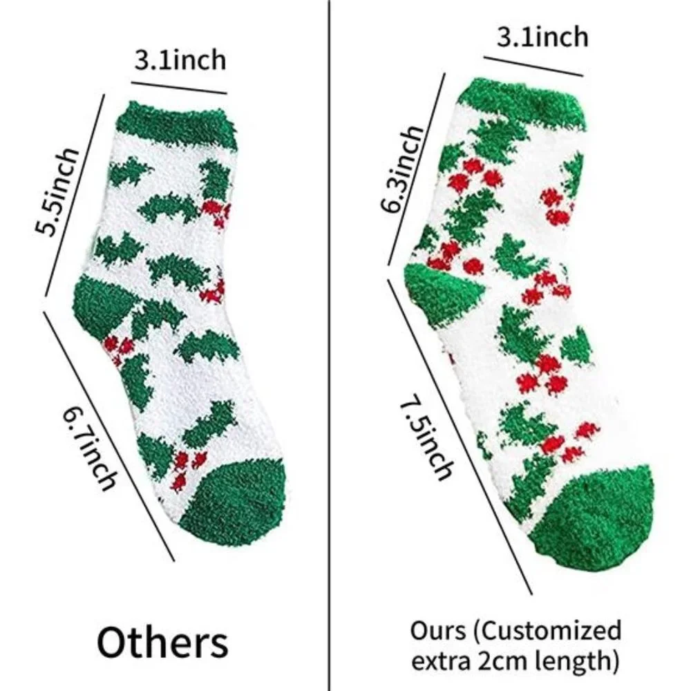 6 Pairs Women's Socks with Plus Size And Anti-Slip Bottom